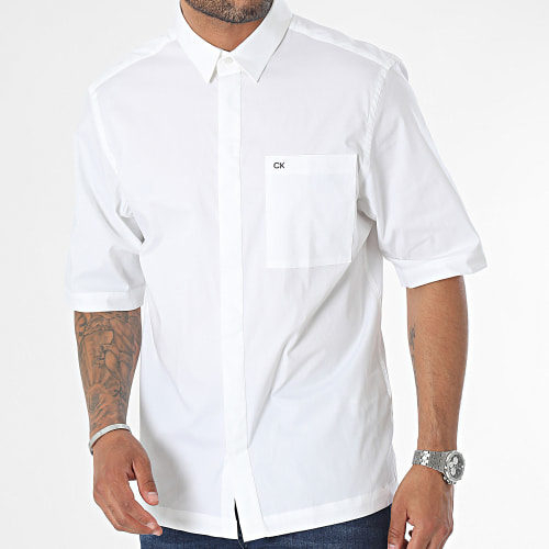 Chemise Manches Courtes Poplin Stretch Modern 1591 Blanc