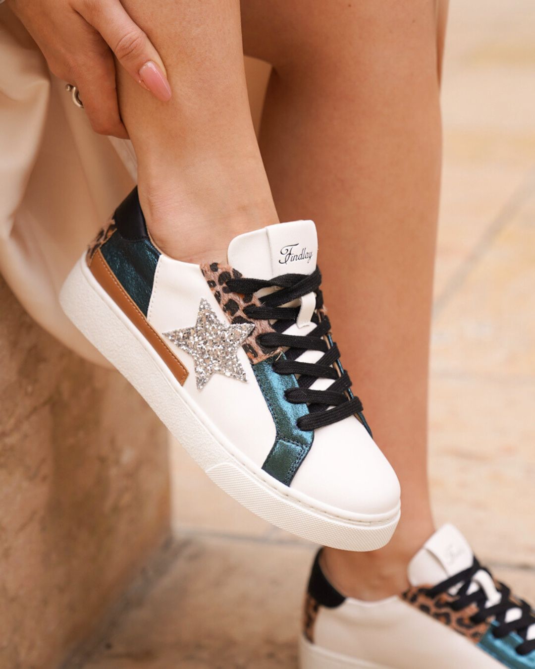 Basket femme verte étoile à lacets - Joya