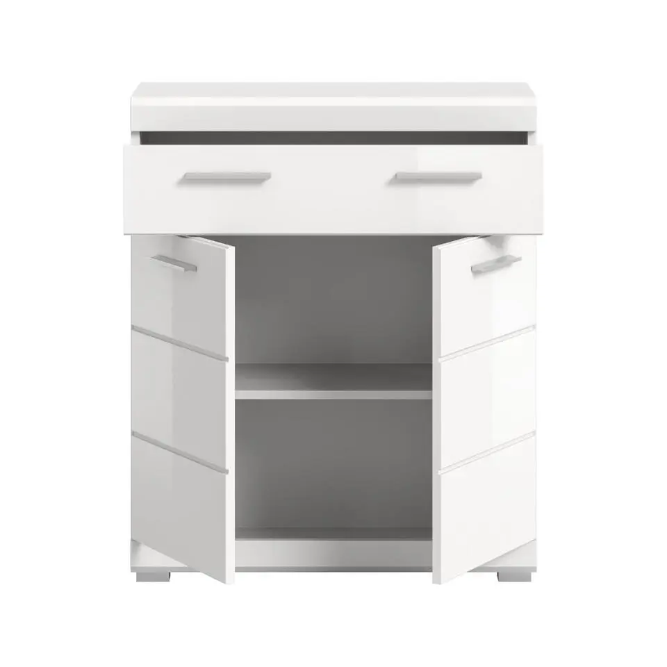 Hioshop Scout badkamerkast 2 deuren- 1 lade wit hoogglans- wit