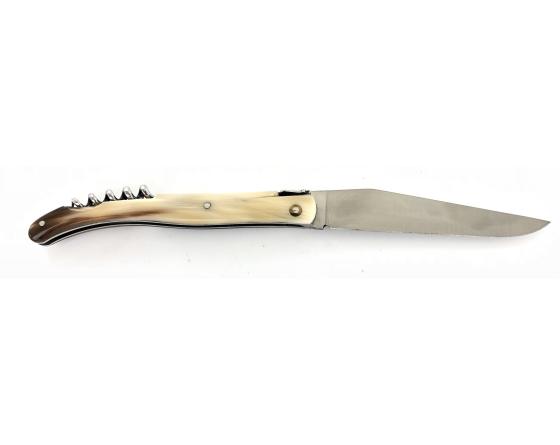 Design Beillonnet MOF - Laguiole 12 cm - Tire-bouchon - Corne Blonde Couteau de Poche Design Beillonnet - PassionFrance