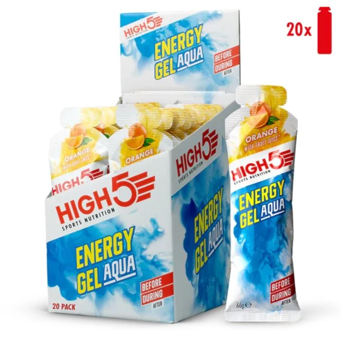 High5 Unisex Energi-gels Energy Gel Aqua Orange - Box 20x66g Hvid
