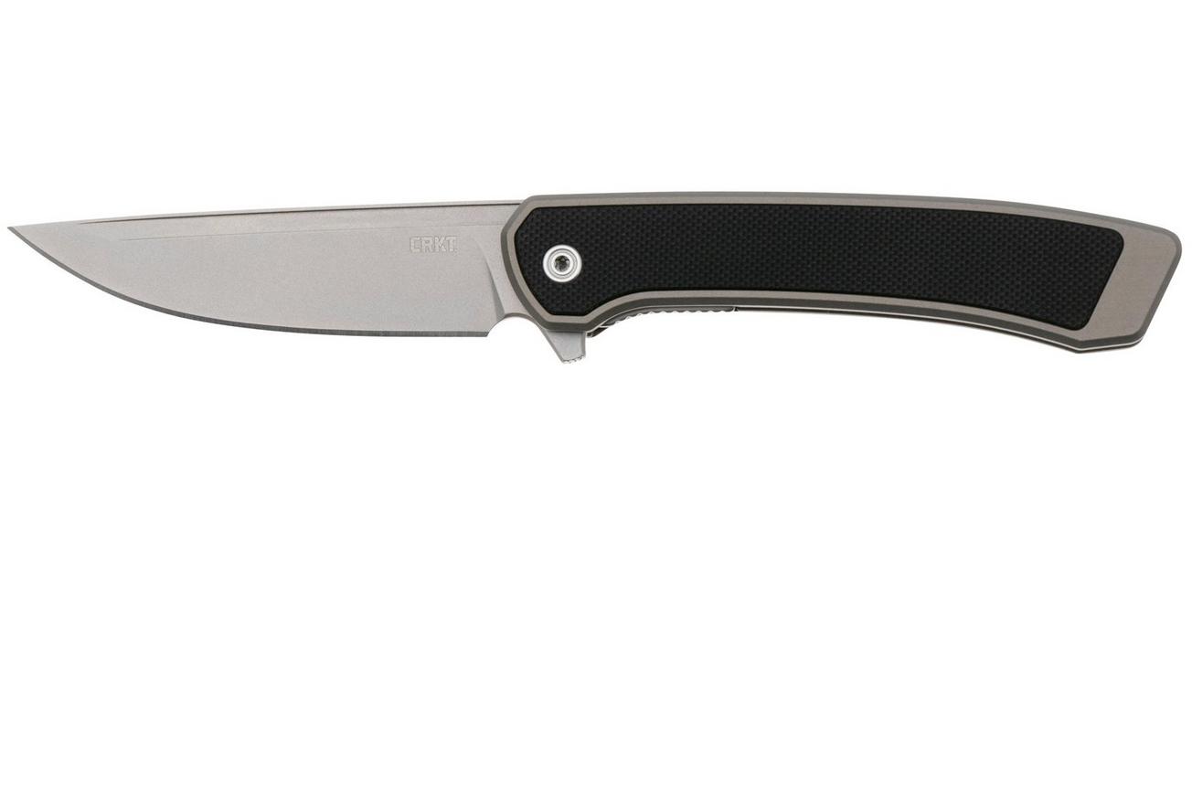 CRKT Q Compact 7077 Bead Blast CPM S35VN, Bead Blast Aluminum, Black G10 Inlay, zakmes, Richard Rogers design