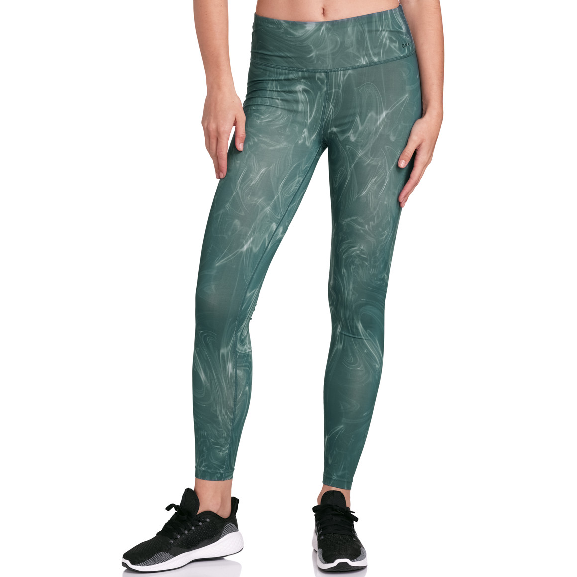 Gina Sports Damen Sport-Leggings mit Allover-Print dunkelgrün