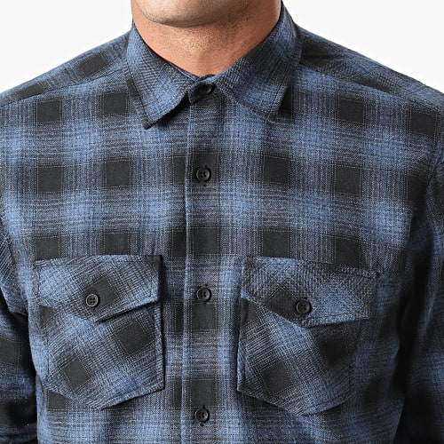 Chemise Manches Longues A Carreaux Quenette Bleu Noir