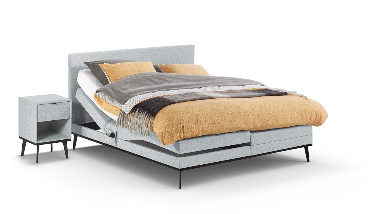 Elektrische boxspring Viggo met Silver Pocket Deluxe Foam matras oakland lichtgrijs