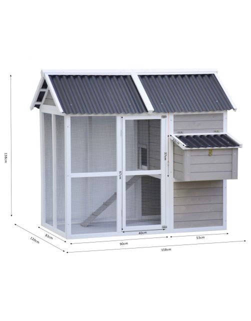 Homestyle Kippenhok Toscany - Kippenhok - 128x120x138 cm Wit Bruin