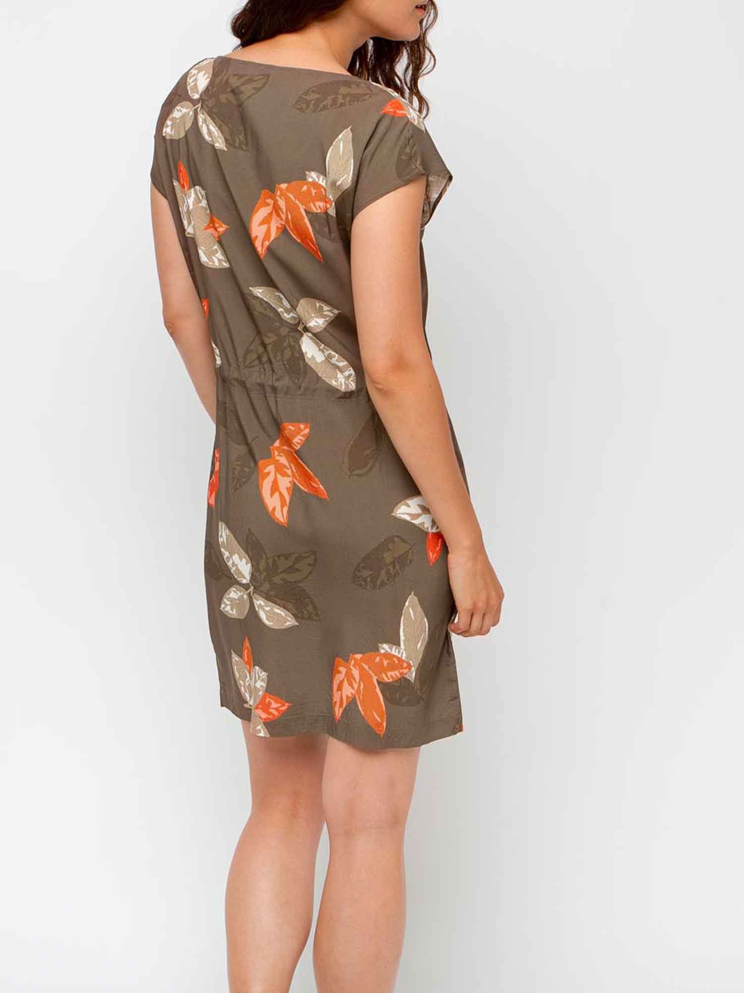 Robe Kaki Motifs Fleuris