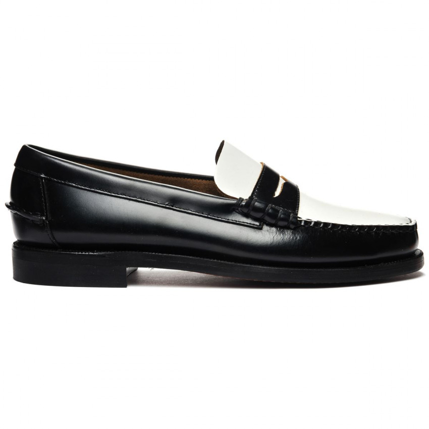 CLASSIC DAN REGULAR Black White MOCASSIN-Mocassin pour homme en cuir pleine fleur