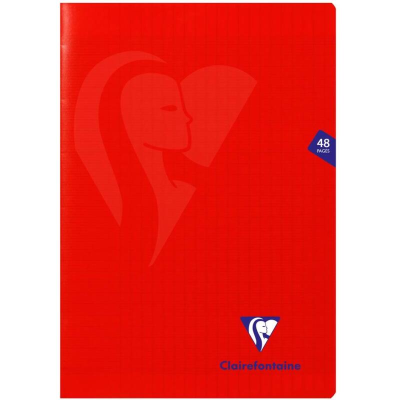 Cahier piqué Mimesys A4 48 pages grands carreaux couverture polypropylène - Rouge