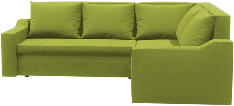 Ecksofa mit Schlaffunktion und Bettkasten Ontario L – Ecksofa in L-Form, 220x180 cm, Komfortables Sofa mit Stauraum, praktisches Sofa für Wohnzimmer & Gäste (Basic, Grün)