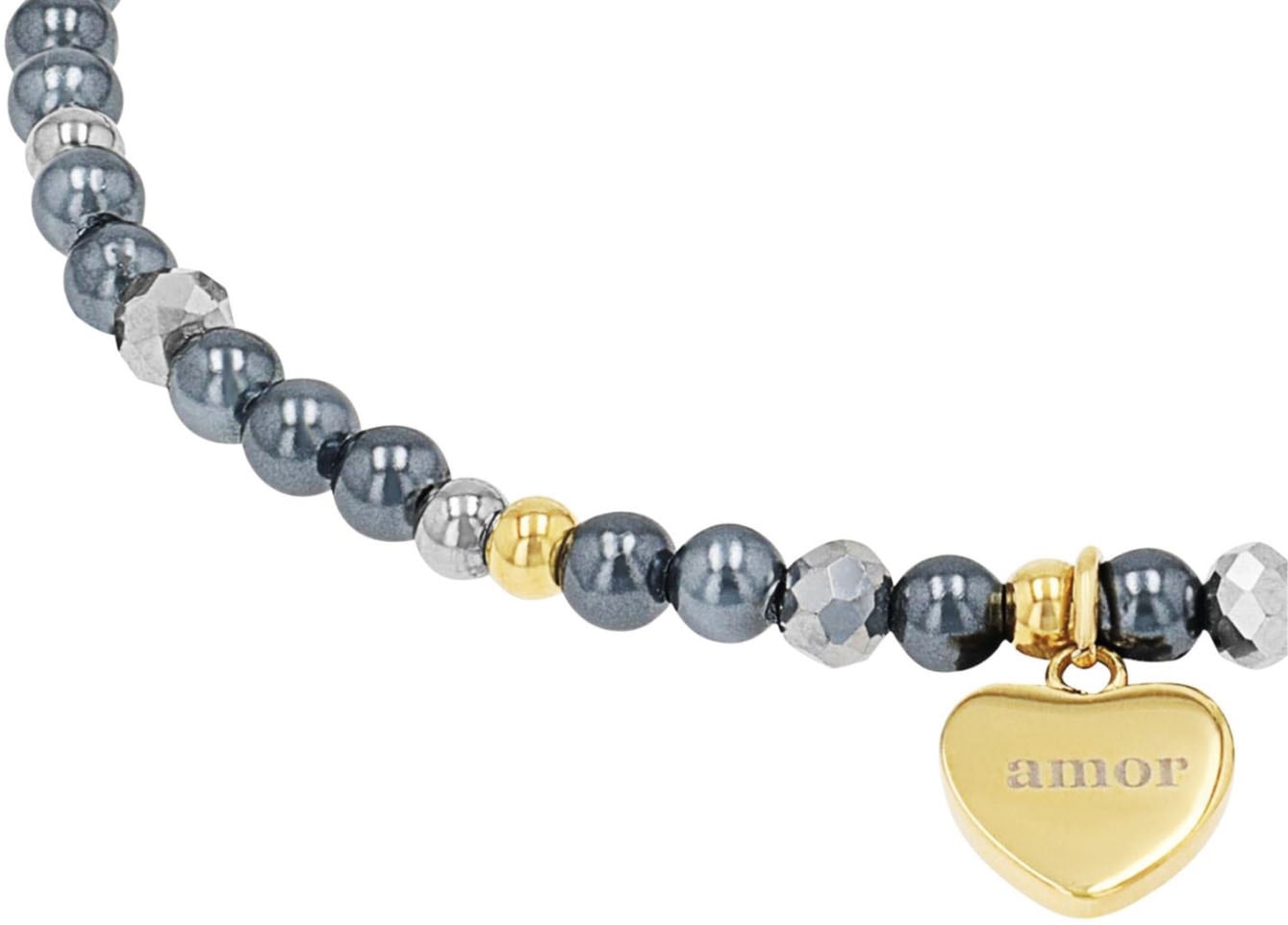 Amor Armband »Herz« mit Hämatit - mit Muschelkernperle