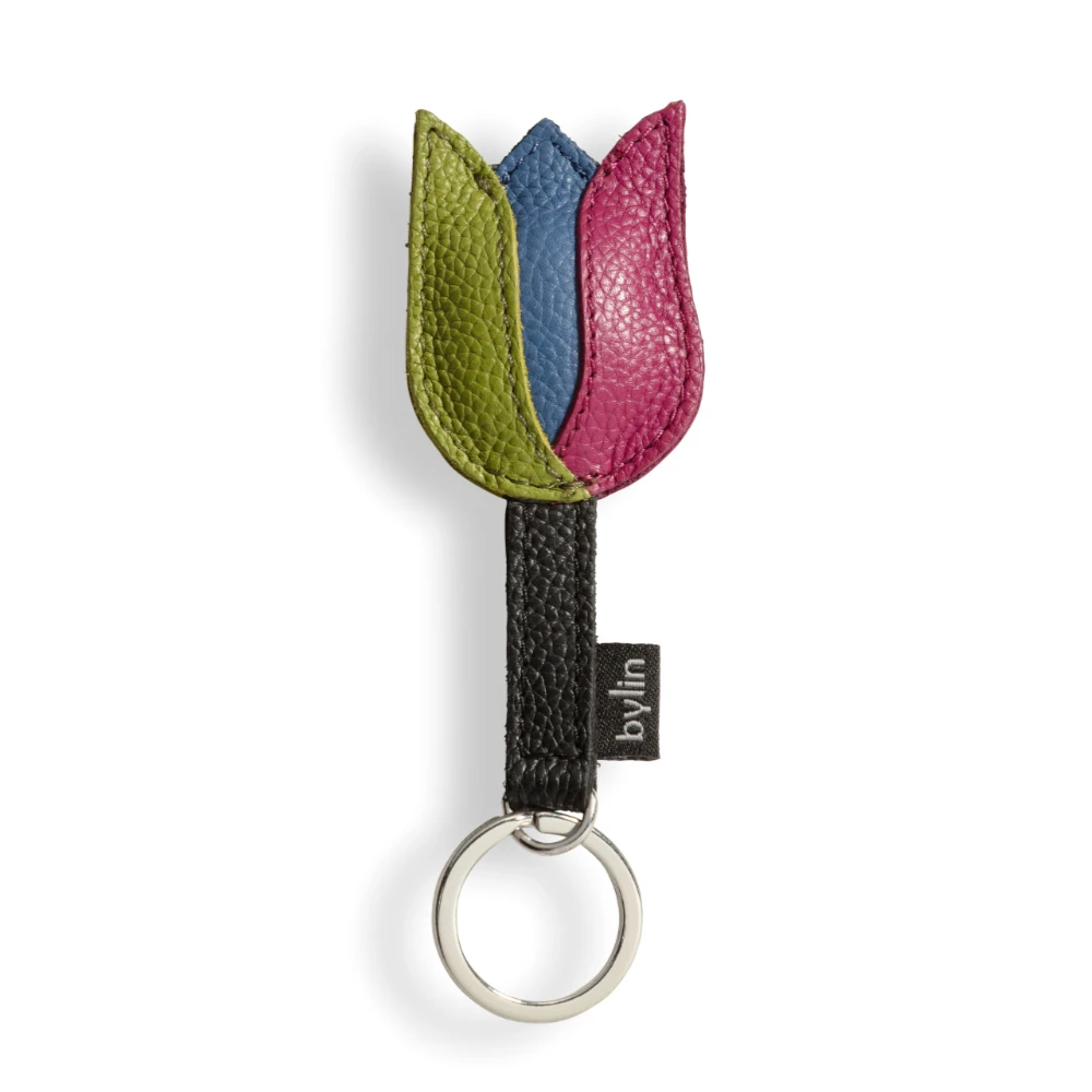 Tulip Keyring Structure Leather Lime-Cobalt-Fuschia
