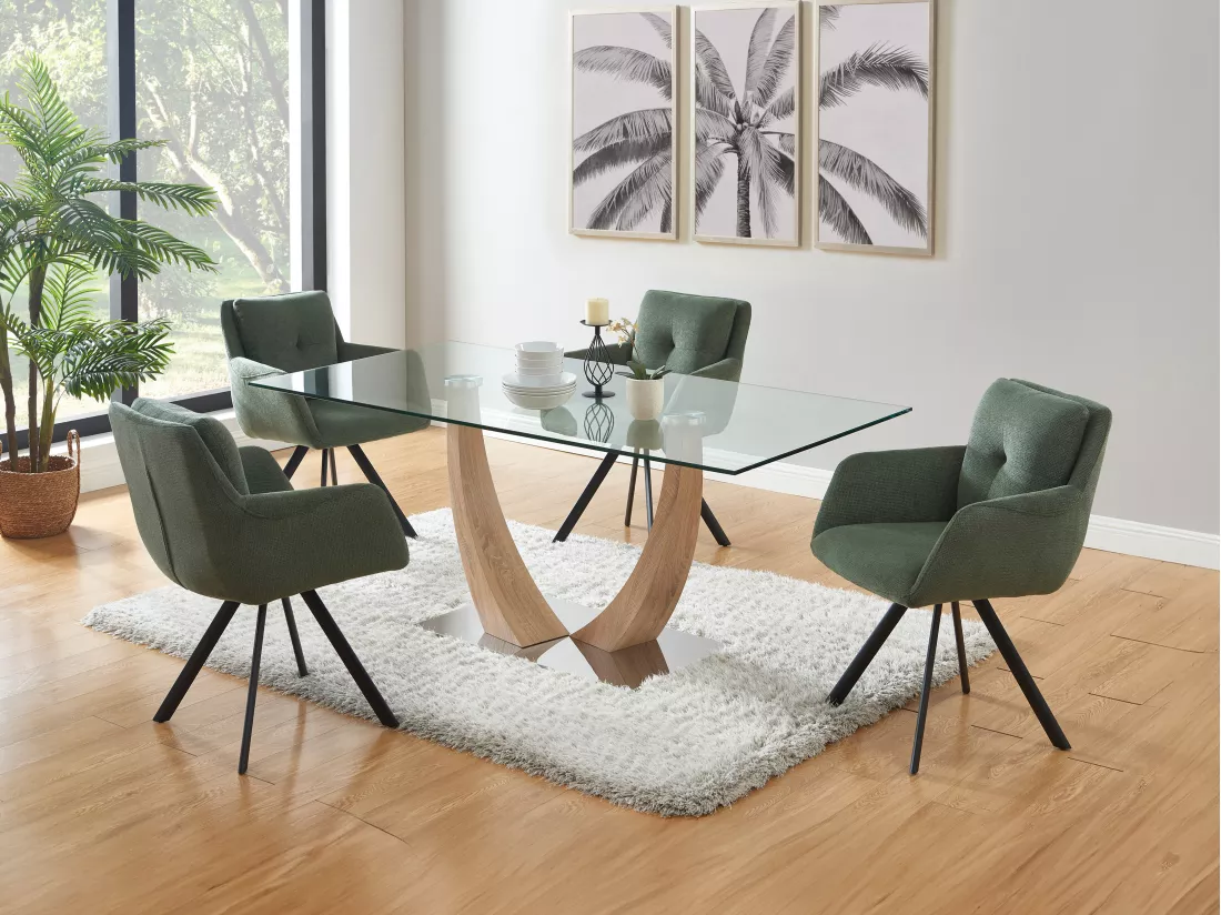 Lot de 2 chaises avec accoudoirs en tissu et métal noir - Kaki - ZOLEVY de Maison Céphy