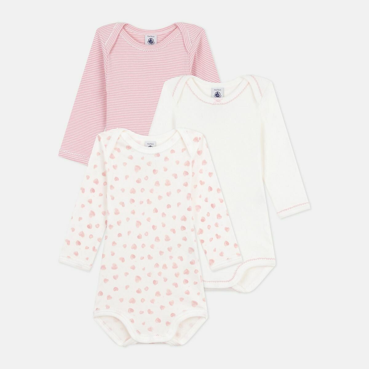 PETIT BATEAU<br>Conjunto de 3 bodies de manga comprida