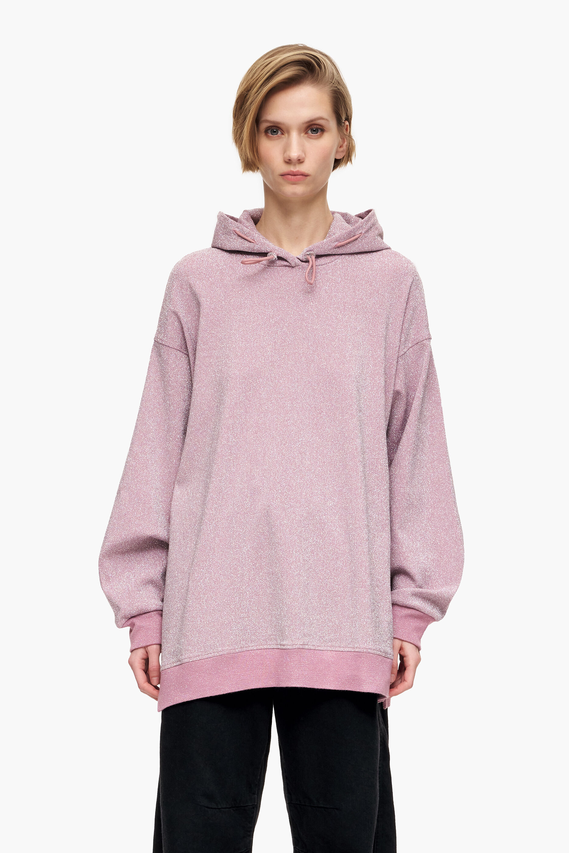 Moletom rosa claro com lurex