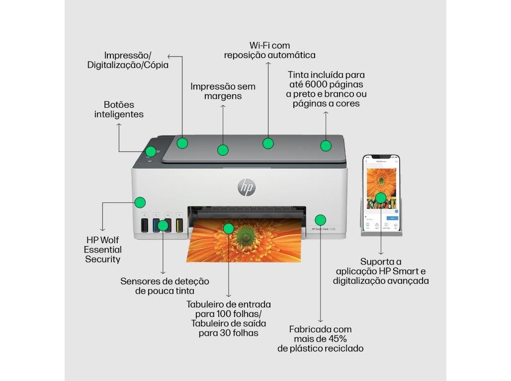 IMPRESSORA HP SMART TANK 5105 MULTIFUNÇÕES