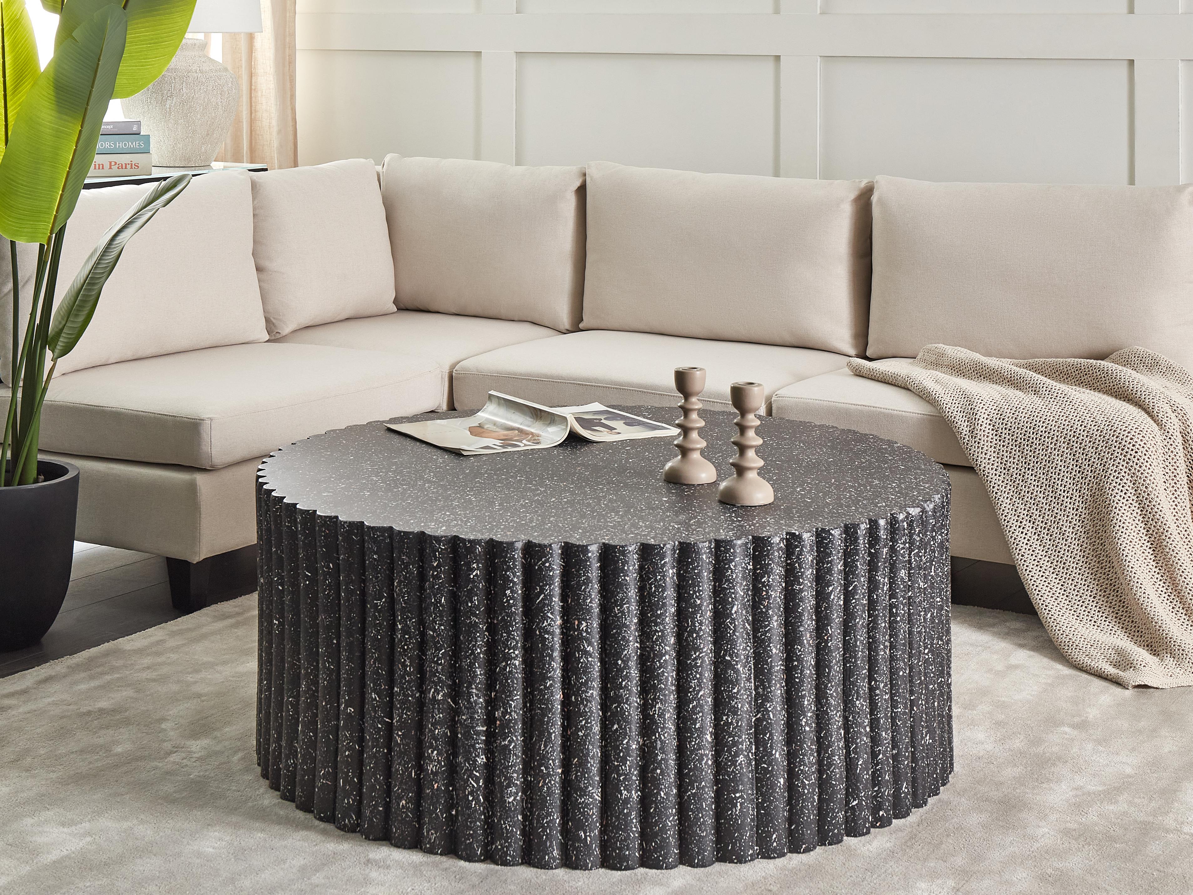 Salontafel POZZA II 106 cm 106 cm Terrazzo-effect Zwart terrazzo