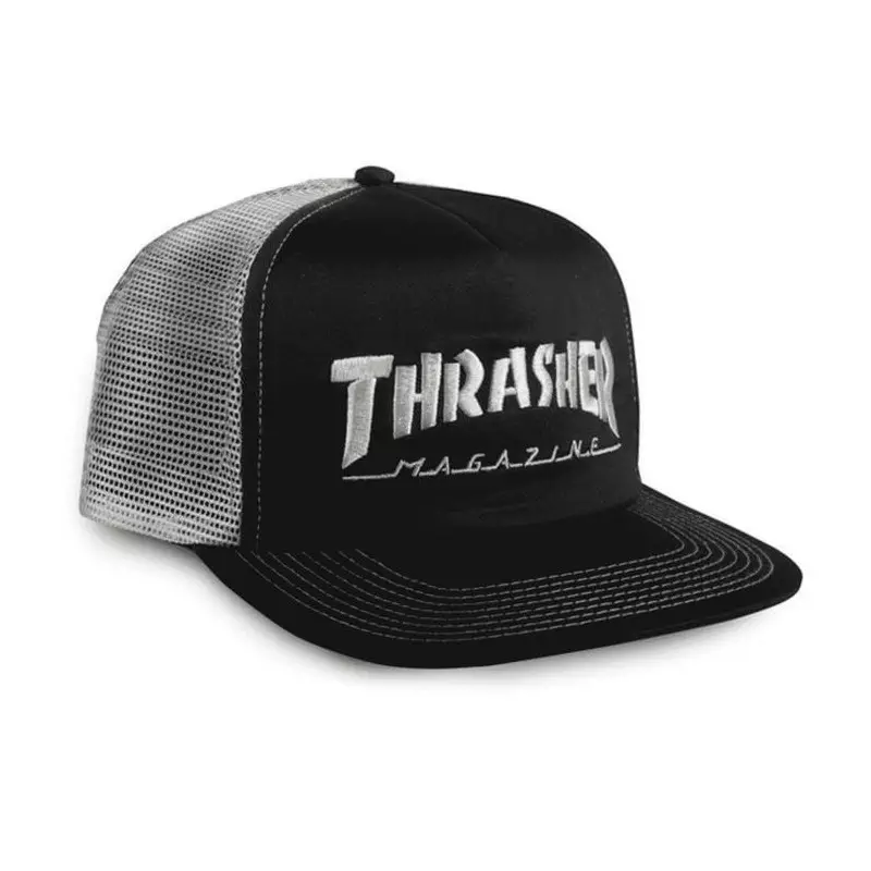 Casquette THRASHER mag logo mesh emb black grey