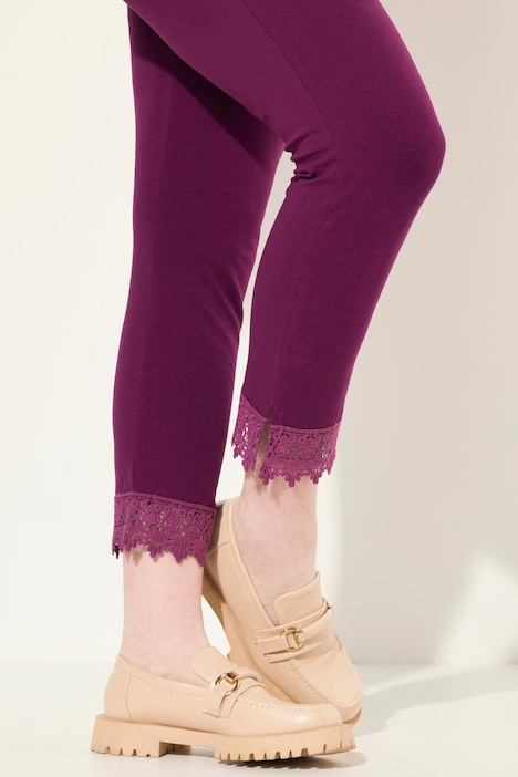 7/8-Leggings, Saumspitze, Biobaumwolle