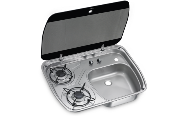 Dometic Kochfeld und Spüle mit Glasdeckel HSG 2445 2-flammig 600 x 445 mm