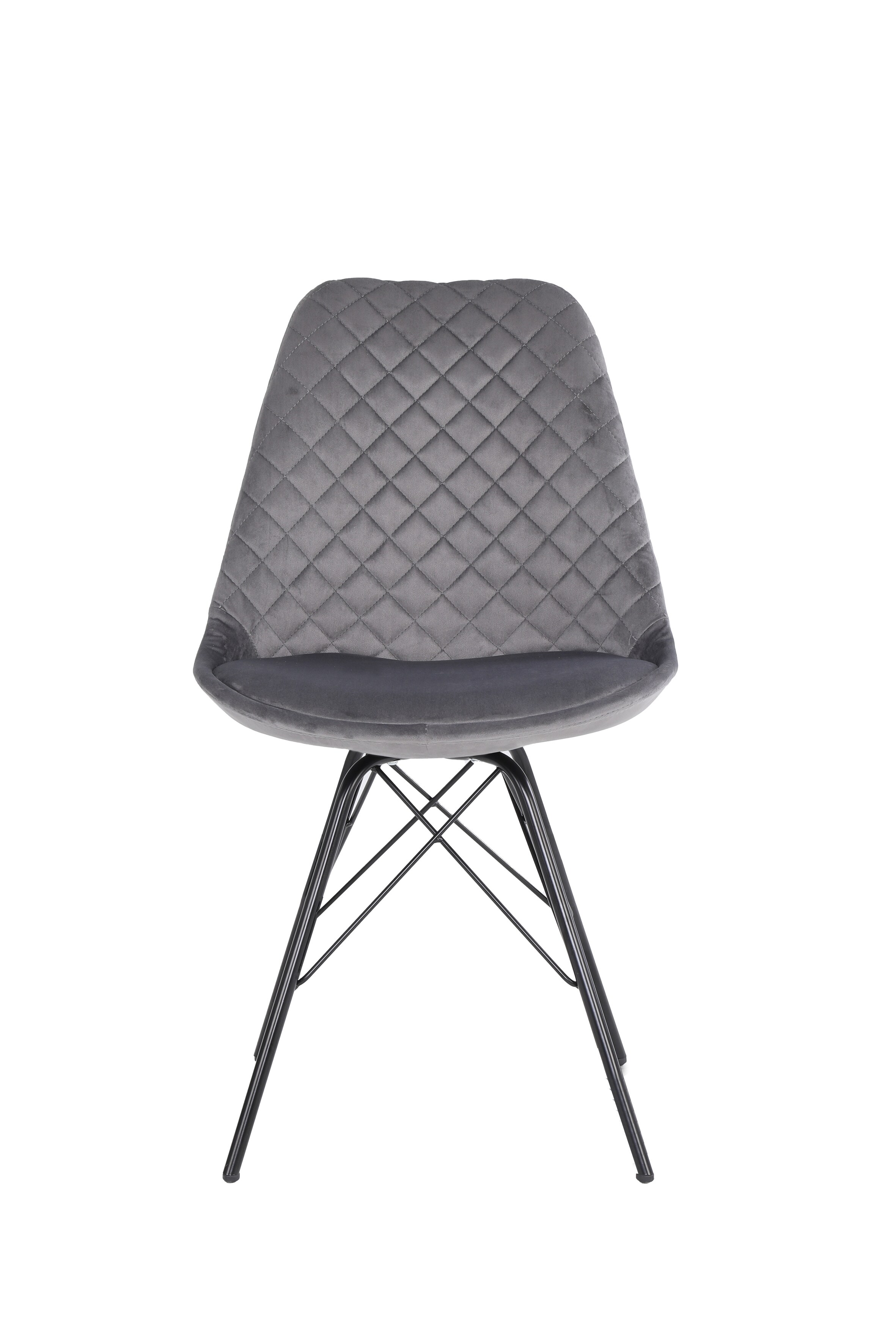 byLIVING Esszimmerstuhl RICA, 2-er Set, Samtbezug grau, Gestell Metall schwarz
