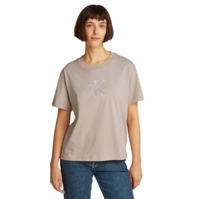 Tee-shirt à manches courtes femme Embroidered Monologo CALVIN KLEIN