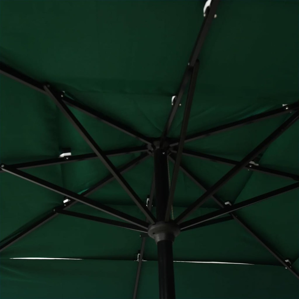 Parasol à 3 niveaux avec mât en aluminium 2,5 x 2,5 m vert
