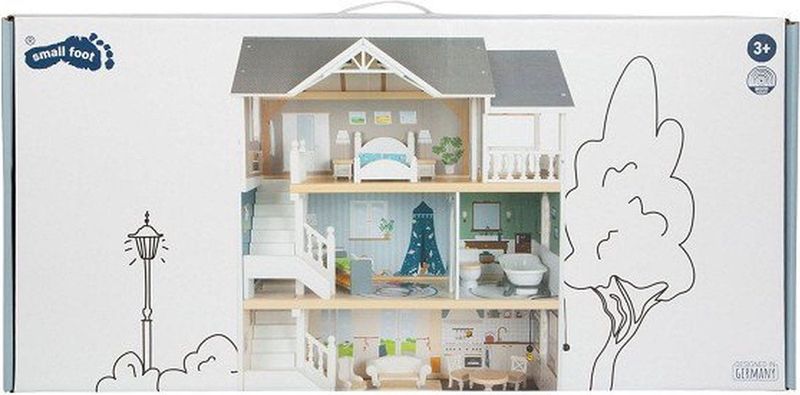 Houten Poppenhuis - Meerkleurig - 3 Verdiepingen - 4 Kamers