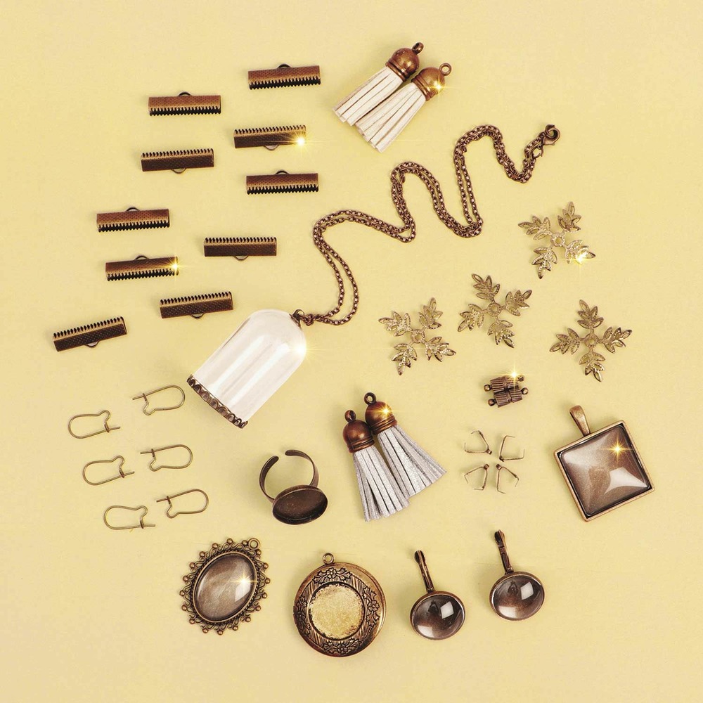Coffret d'accessoires pour bijoux cuivrés