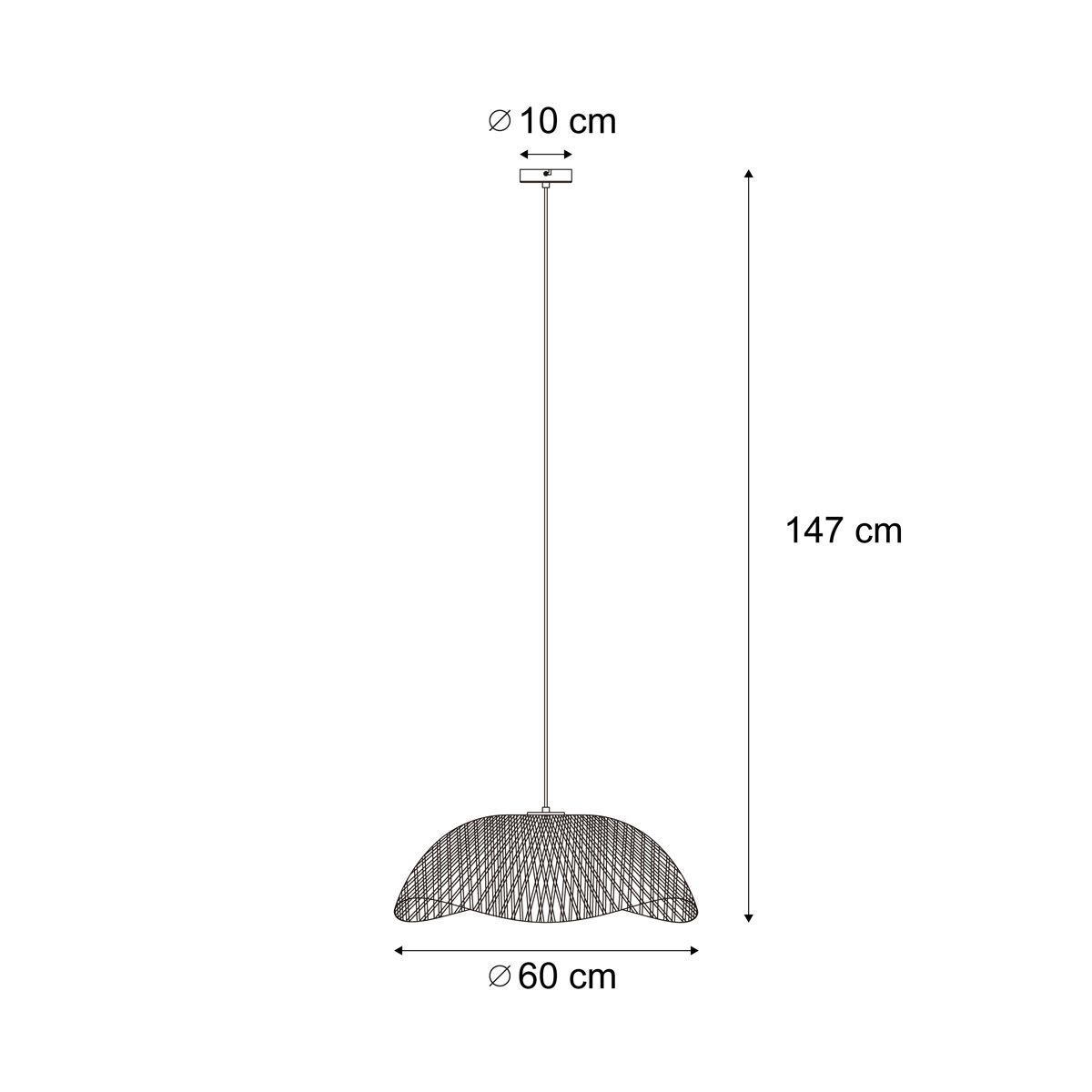 Bohemian hanglamp zwart met bamboe - Lily