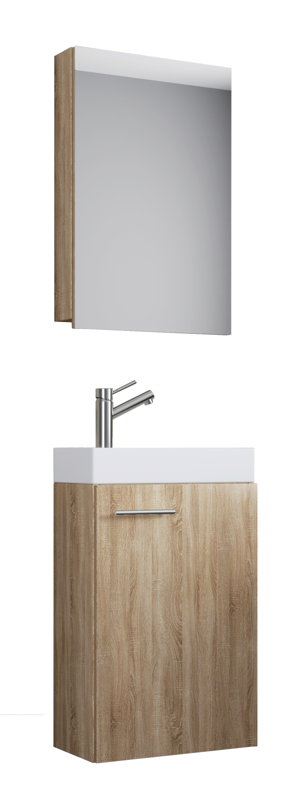 3-teiliges Badmöbel-Set SLITO - Sonoma-Eiche- mit Spiegelschrank