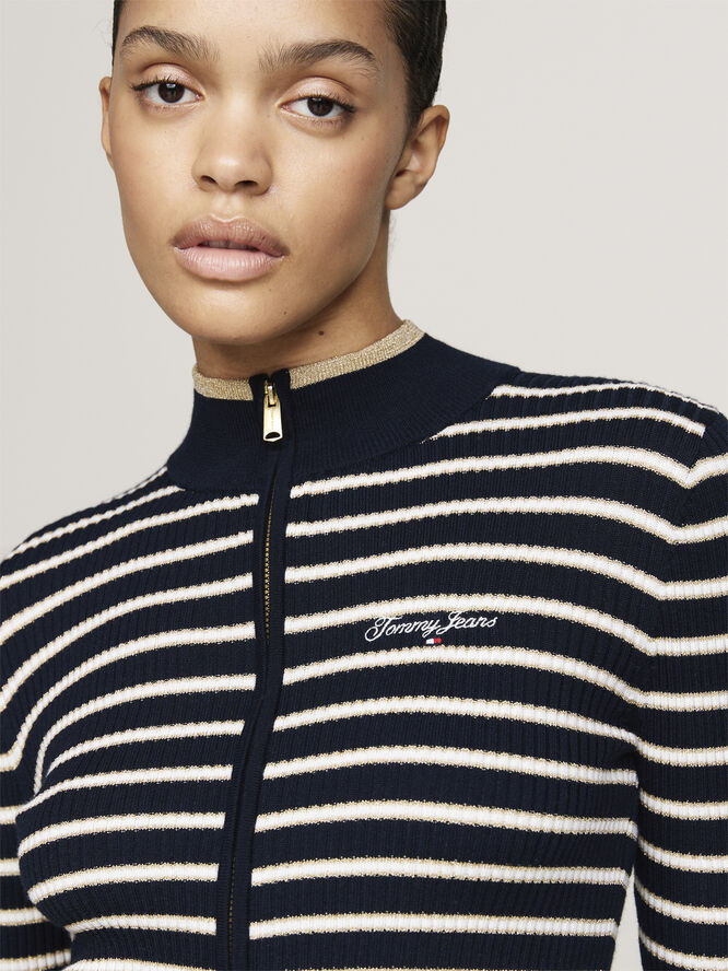Tommy Hilfiger TJW METALLIC TIP ZIP CARDIGAN Dark night navy / stripe