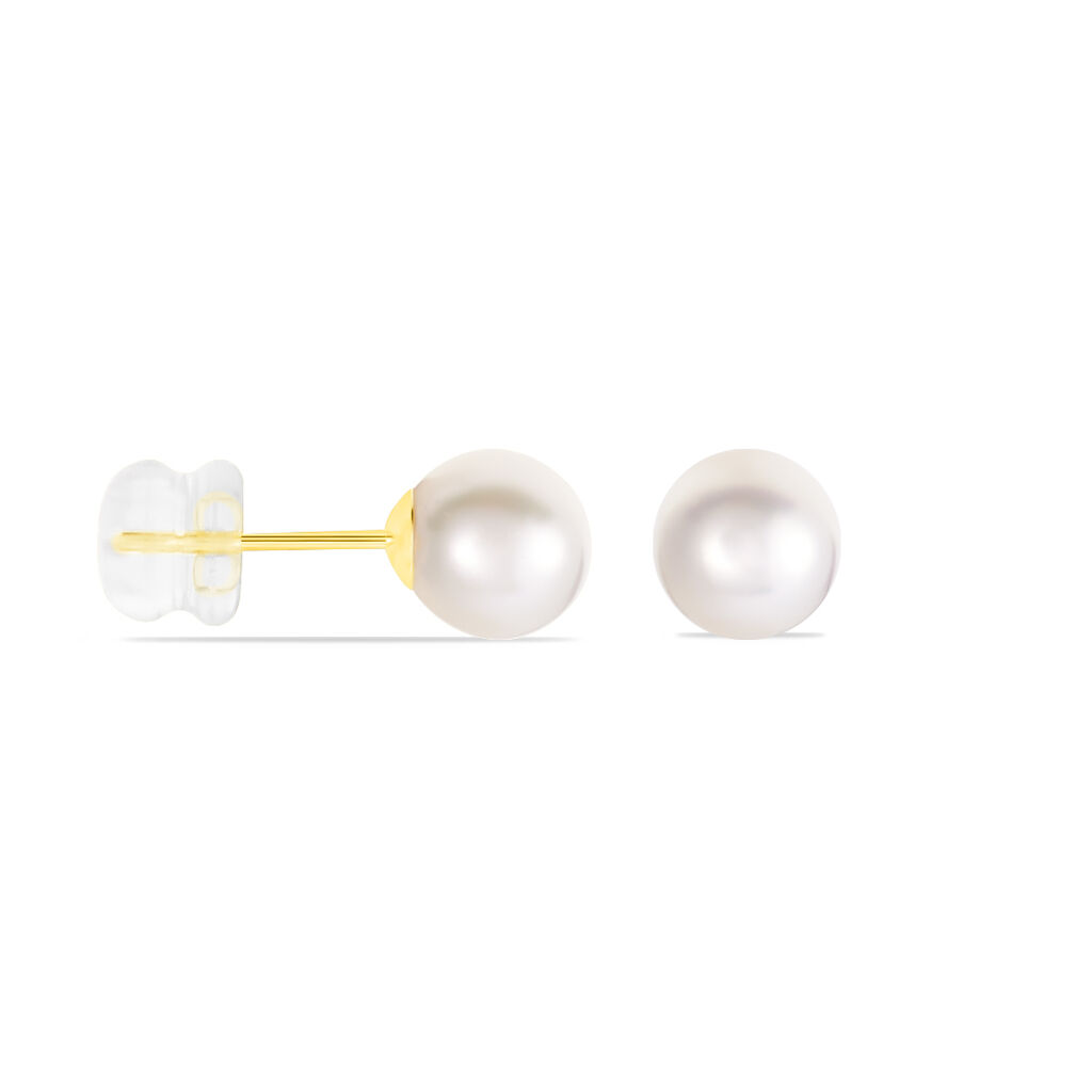 Boucles D'oreilles Puces Suki Or Jaune Perle De Culture