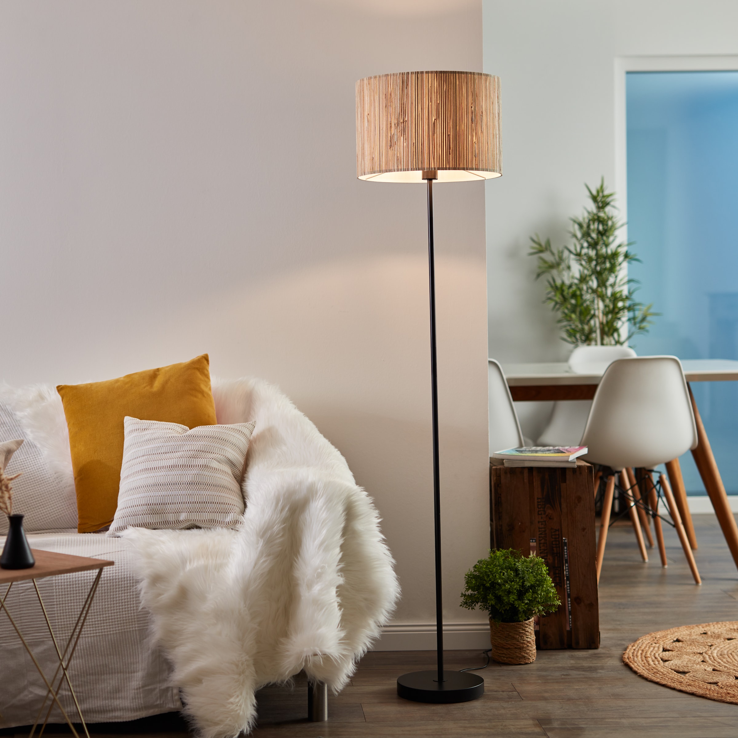 Brilliant Stehlampe »Wimea« E27 1 Stk. schwarz/natur