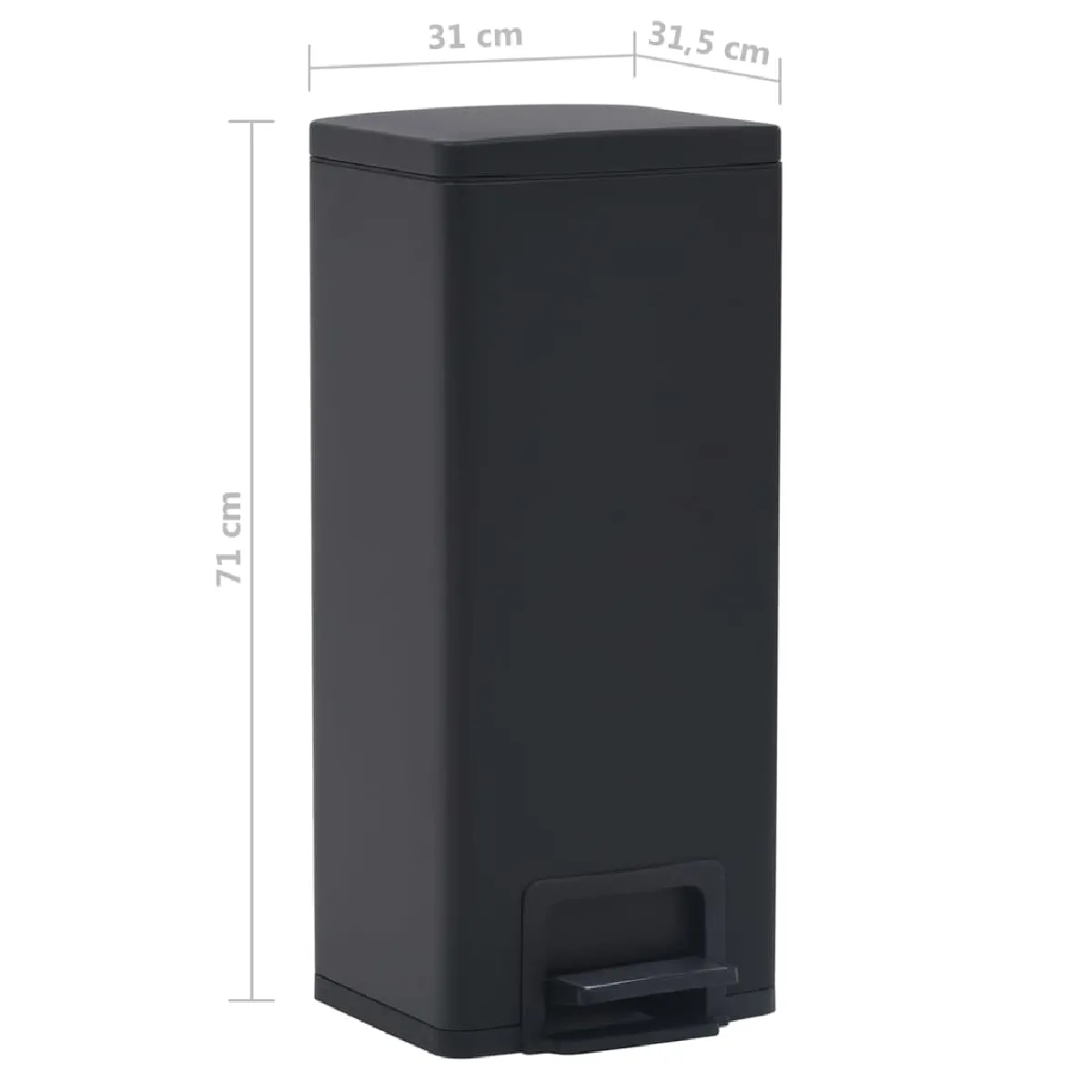 vidaXL Poubelle à pédale - 30L - Noir