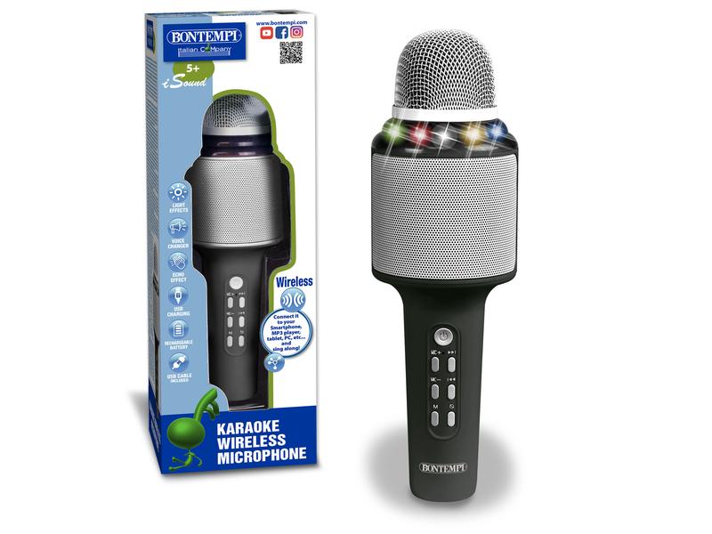 Bontempi Musikinstrument Karaoke Mikrofon Drahtloses Karaoke-Mikrofon mit Lichteffekten