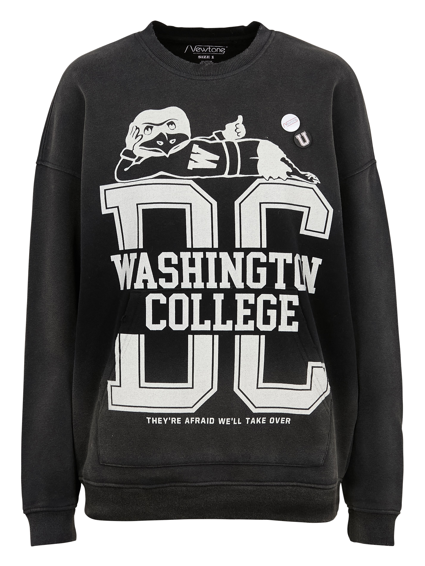 PIPER WASHINGTON - Sweat ample imprimé en coton mélangé | Noir