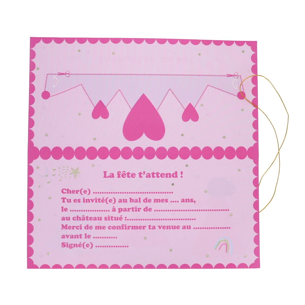Lot de 6 cartes d'invitation princesse Surprise Partie !