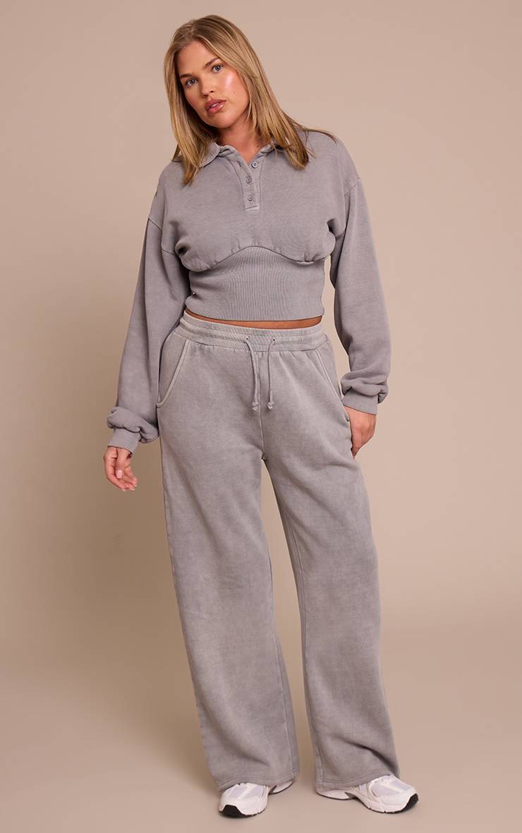 Gris Chiné Sweat-shirt Polo Taille Cintrée Shape