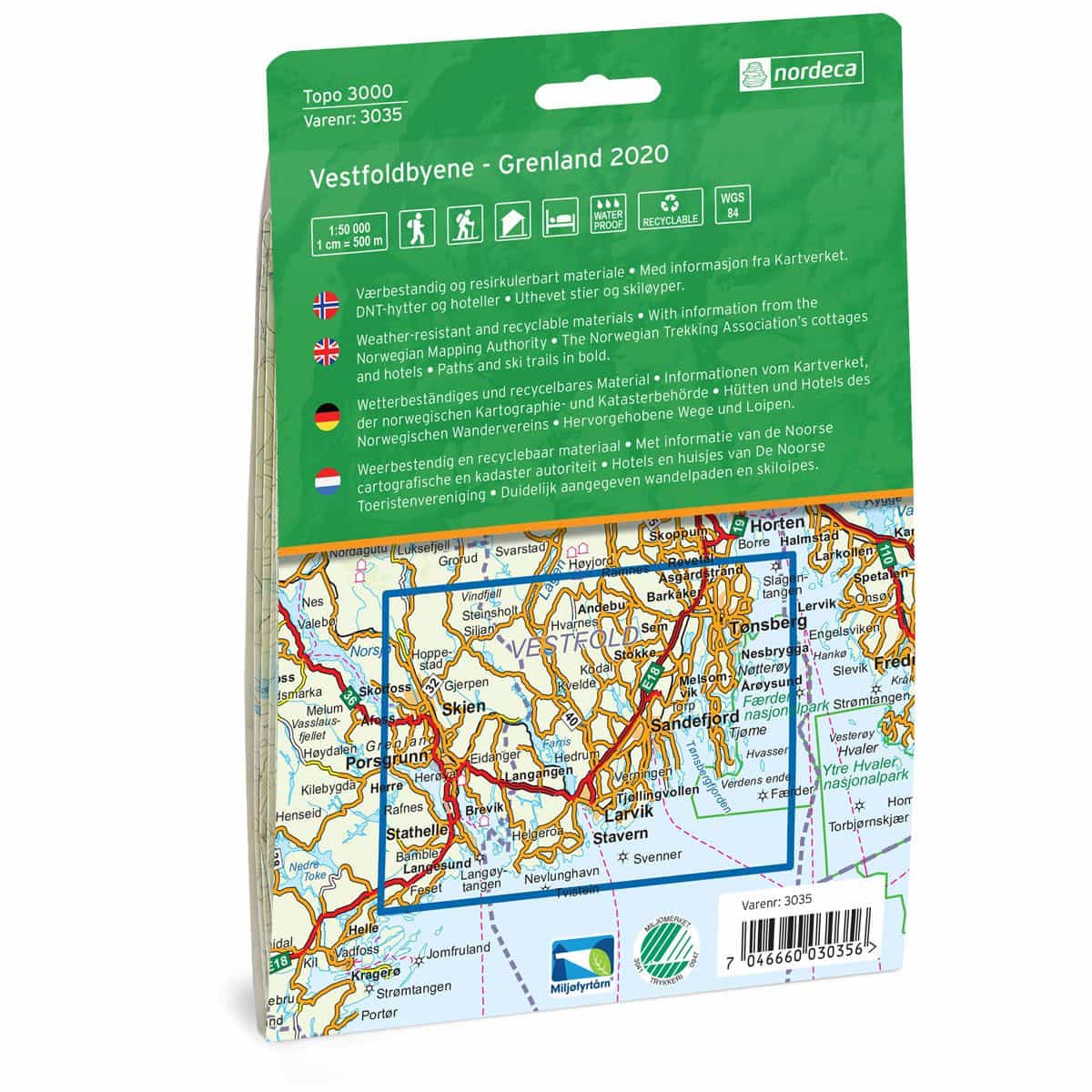Nordeca Topo 3000 1:50 000 Vestfoldbyene - Grenland
