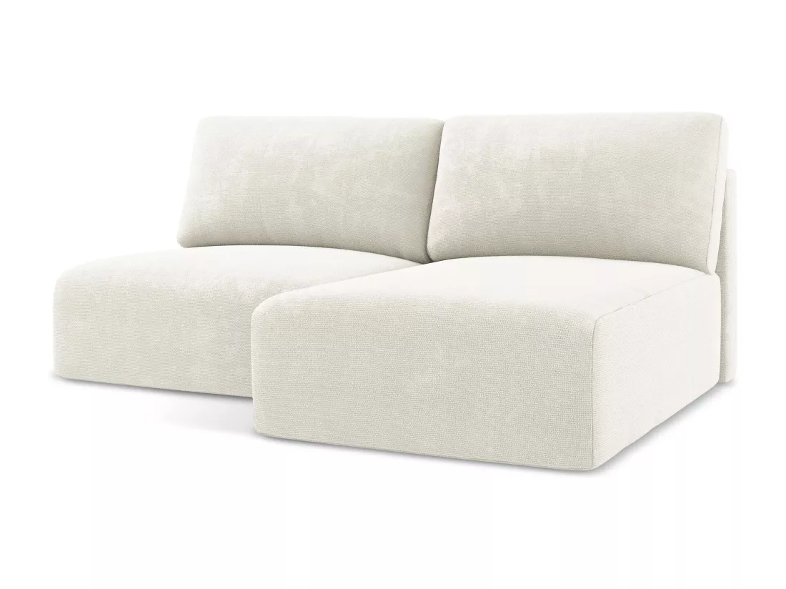 Canapé d’angle 3 places droit sans accoudoir convertible en Chenille - blanc - KONA