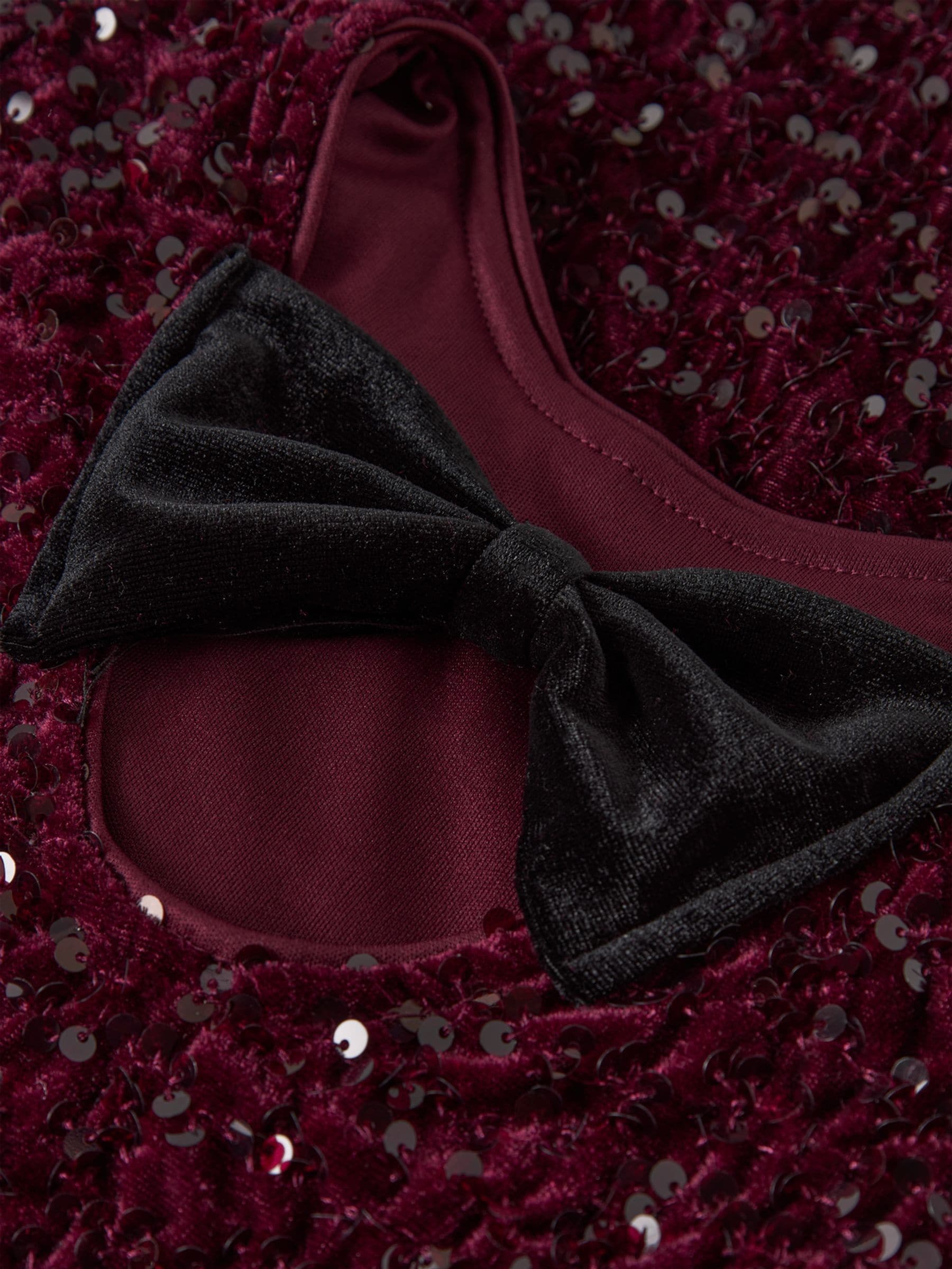 Rood - NAME IT Fluwelen strikdetail paillettenjurk