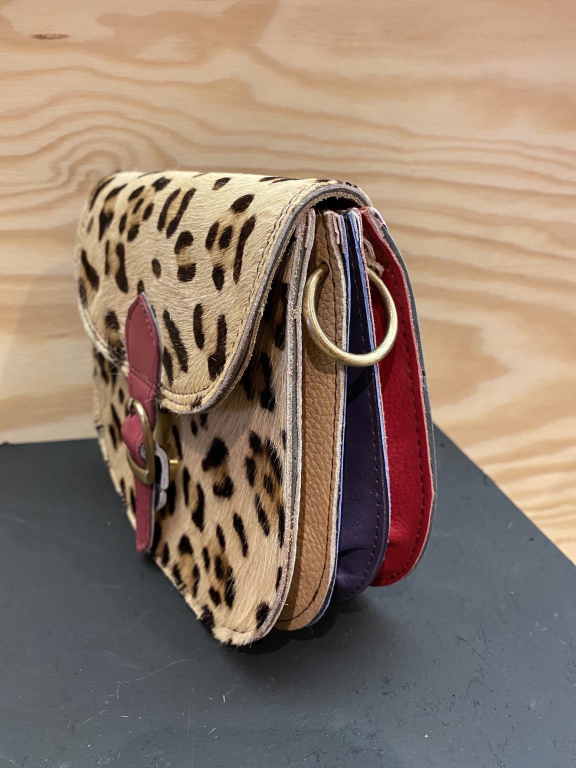 Unique Brand Leren Zadeltas Vacht Luipaard