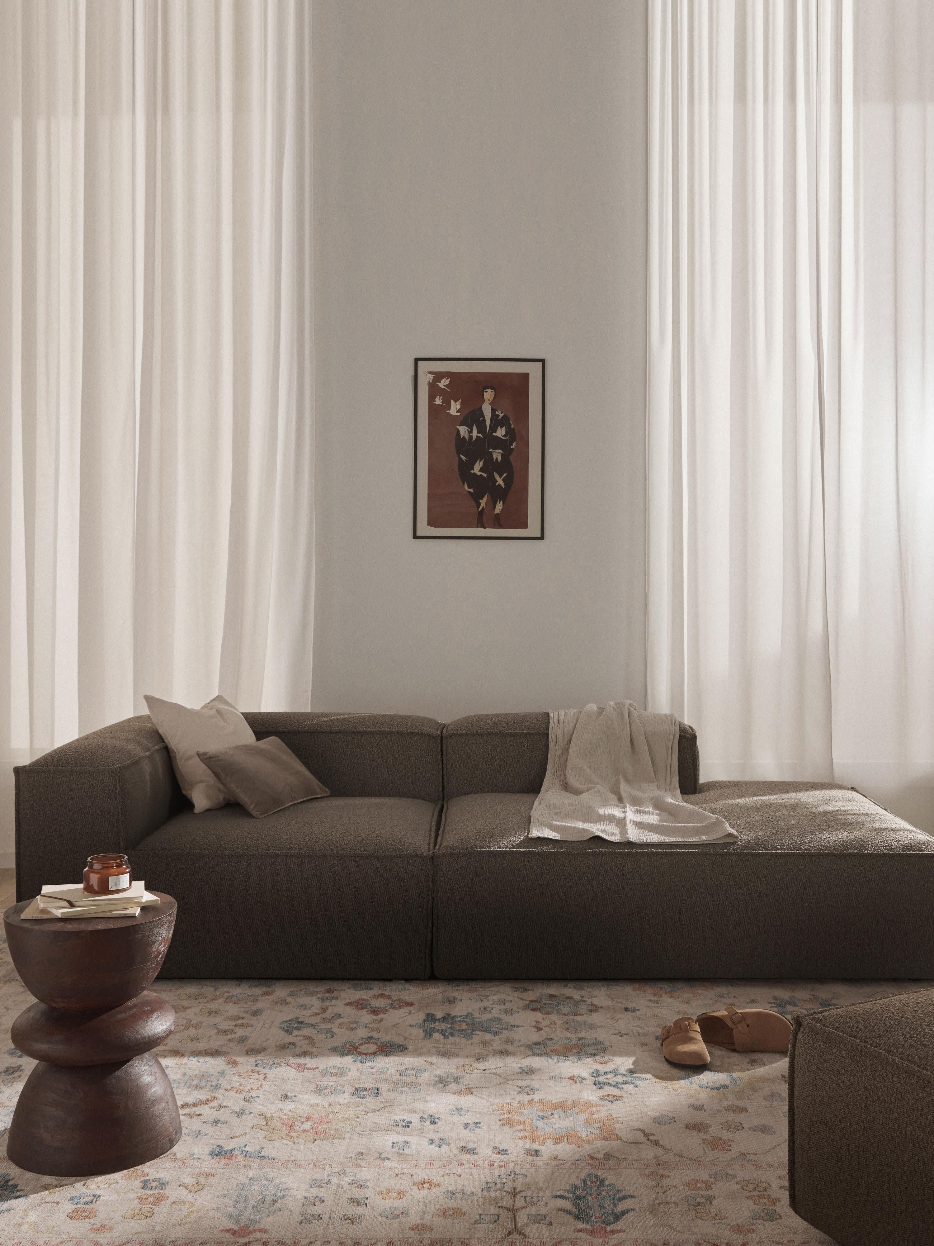 Modulaire chaise longue Lennon uit bouclé