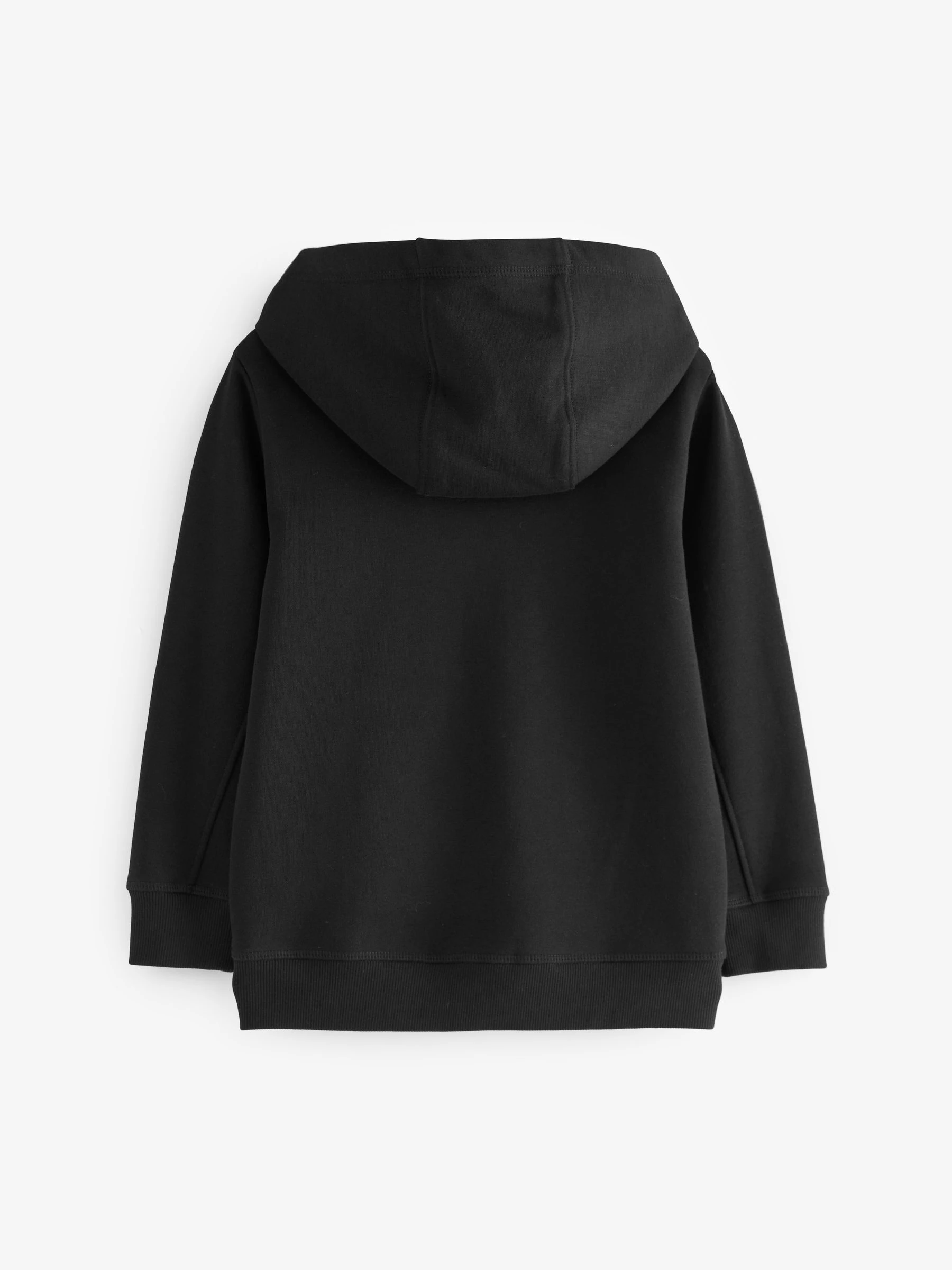 Zwart - Effen hoodie met doorlopende rits (3-16 jr)