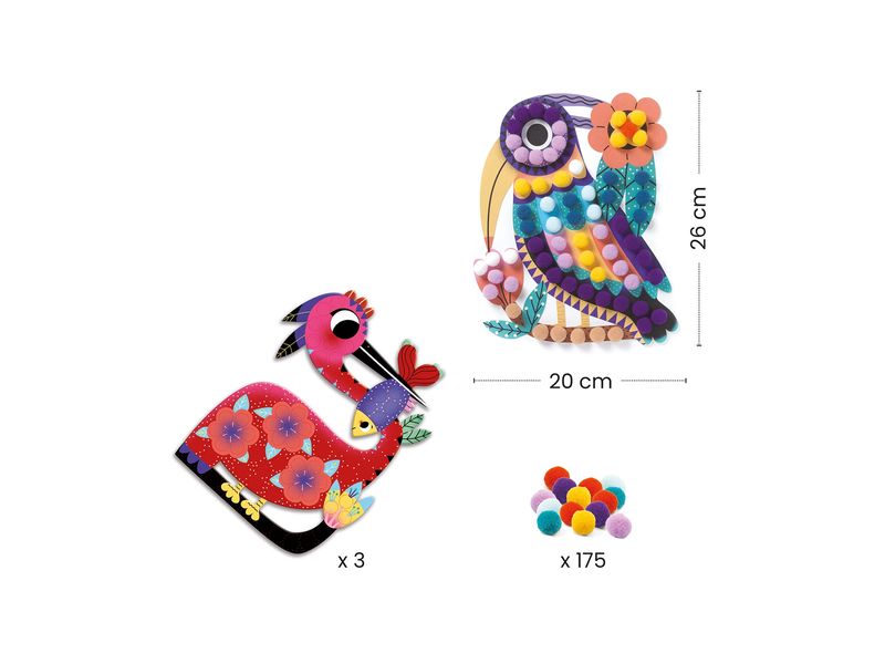 DJECO Bastelset Silhouetten Pompons Collage-Aktivität für Kinder