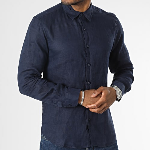 Chemise Manches Longues Bleu Marine