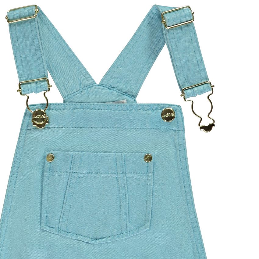 Salopette courte en toile unie pour fille - Bleu moyen