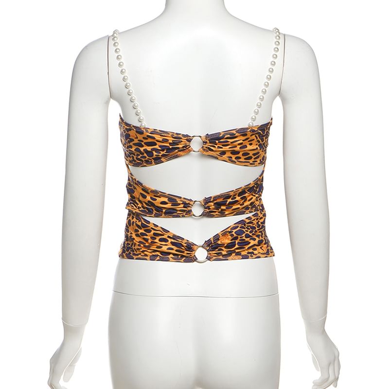 Weaveal - Camisoletop met patroon en imitatieparelbandjes