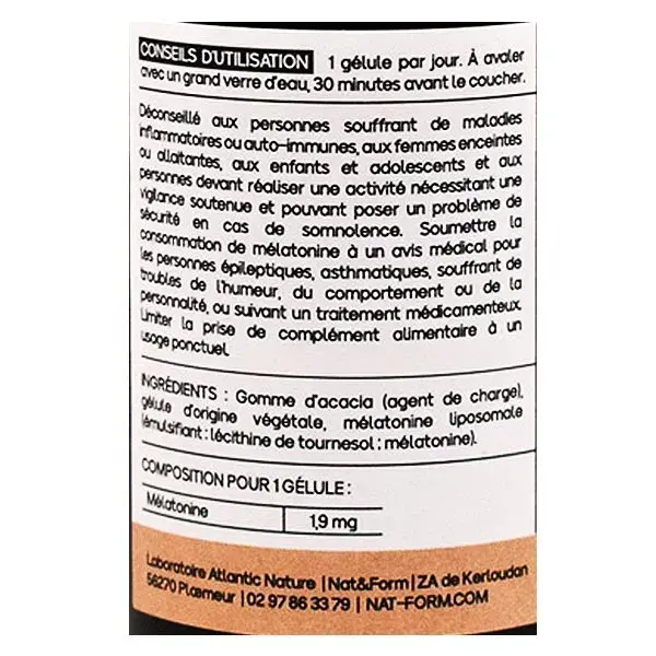 Melatonina Lipossomal Nat & Form para Dormir - 30 Cápsulas